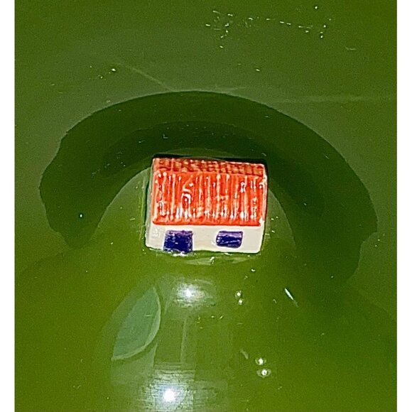 Green Ceramic Axis Portugal Decorative Bowl With Mini House Centerpiece - Picture 3 of 6